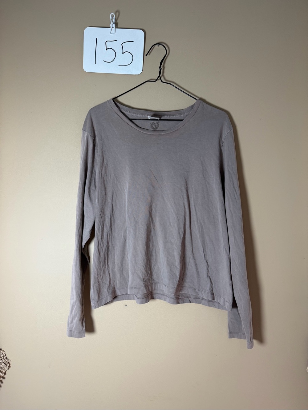 PINK Victoria's Secret Long Sleeve Crewneck Top - Taupe